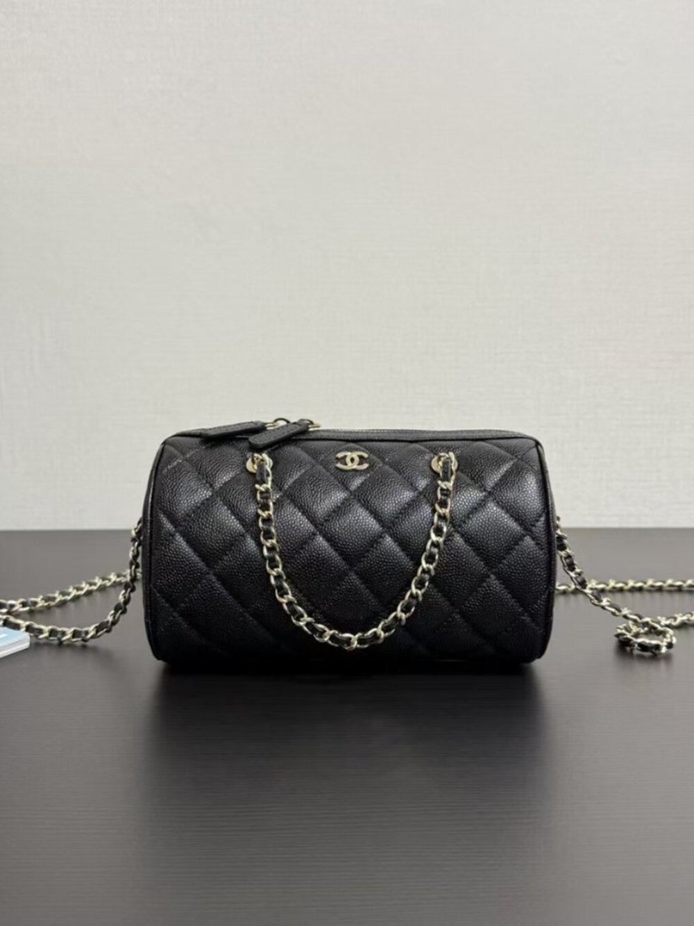 CHANEL Black Cylindrical Bag